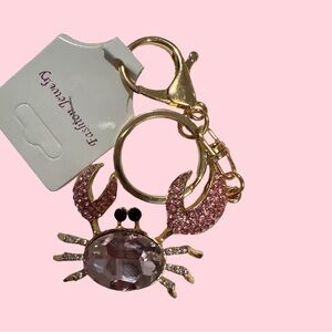 Pink Crystal Crab Keychain Charm